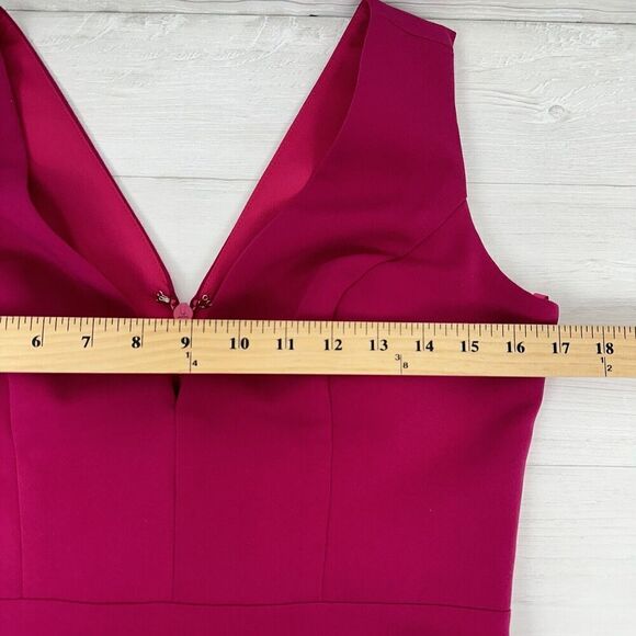 Bariano Sheath Cocktail Party Dress Sz L Magenta Pink V Neck Sleeveless Stretch - Picture 10 of 14